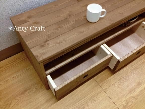 【サイズオーダー可】【引取可能】引出し付きTV台 飾り棚 2段棚 UN幅90cm