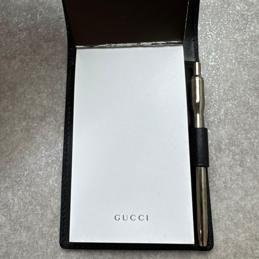 GUCCI グッチ レザー ブラック メモ帳ケース & メモ帳 シリアル刻印