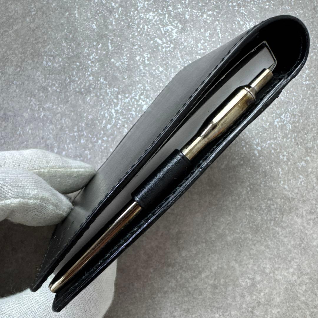 GUCCI グッチ レザー ブラック メモ帳ケース & メモ帳 シリアル刻印