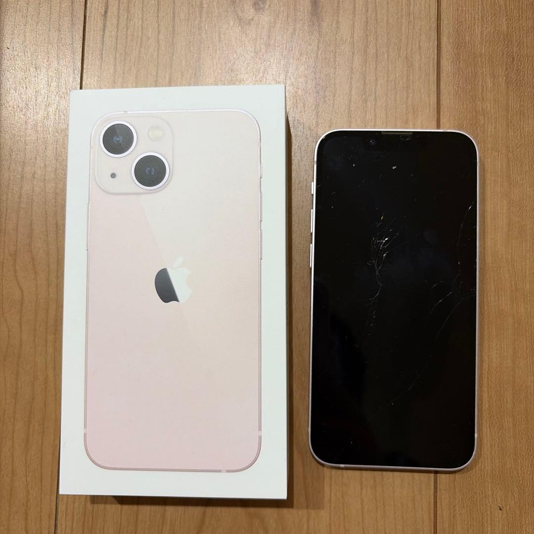 Apple iPhone 13 ピンク ひび割れあり 本体