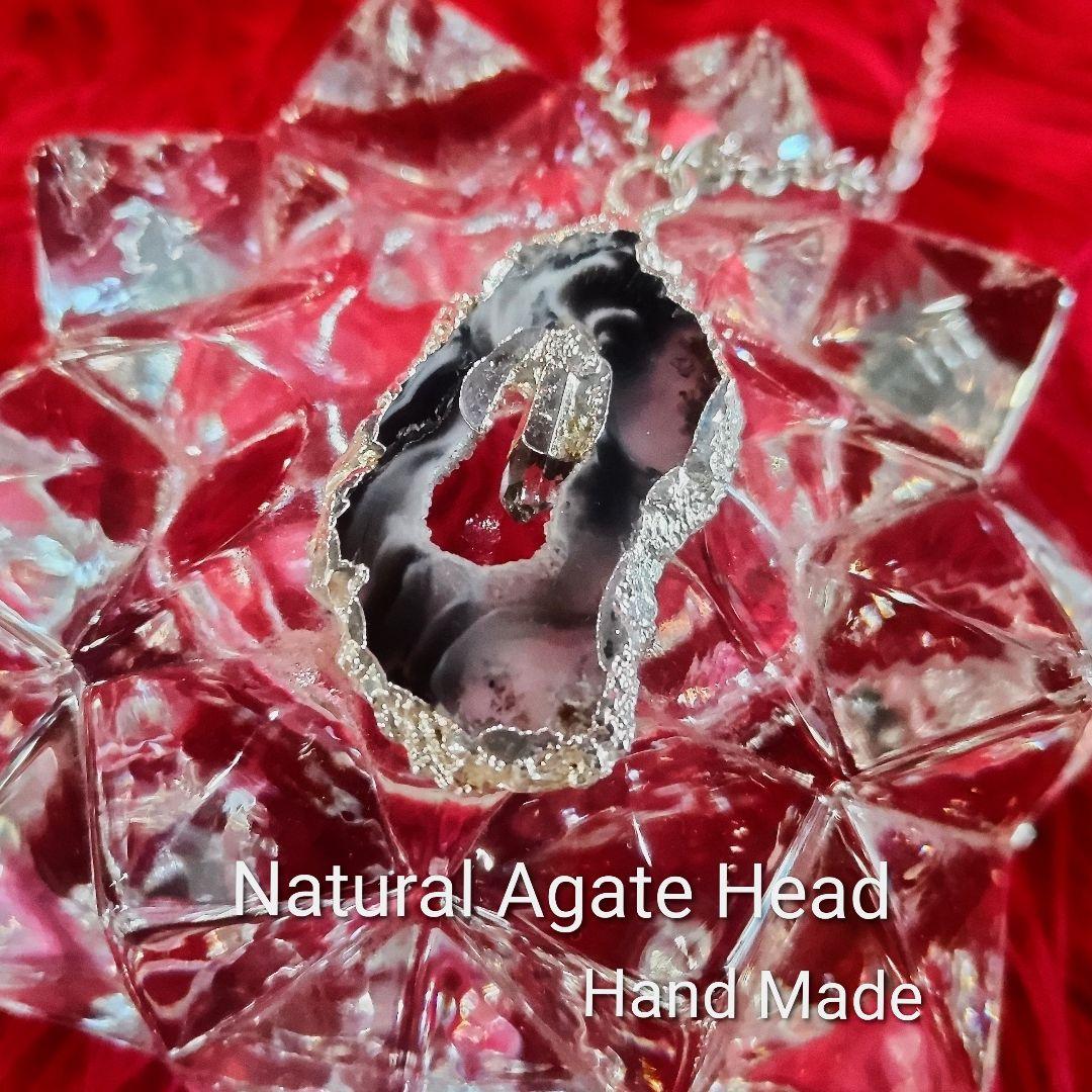 天然アゲートスライスペンダント 手造り作品