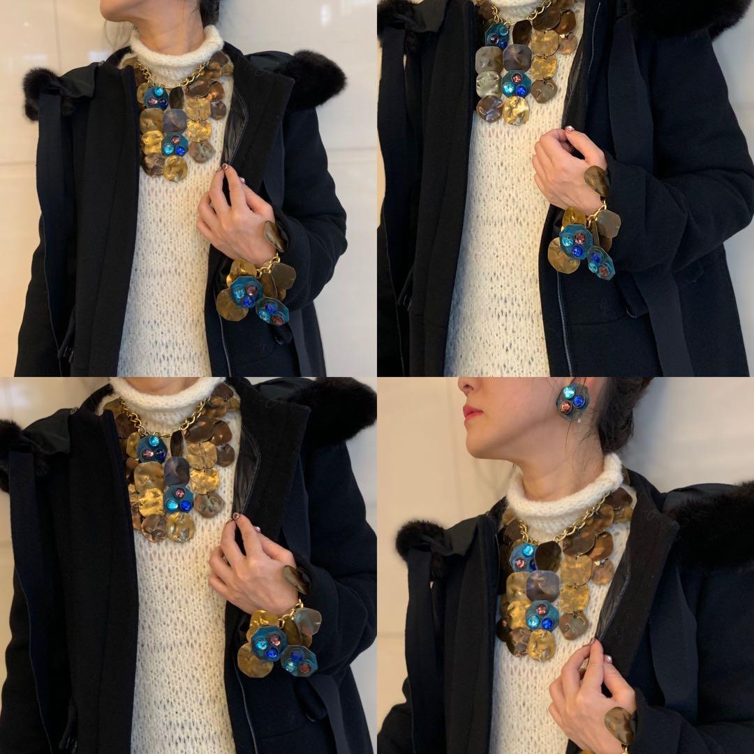 #ネックレスとイヤリング バングルセット　デザイナー工芸品　ビンテージ