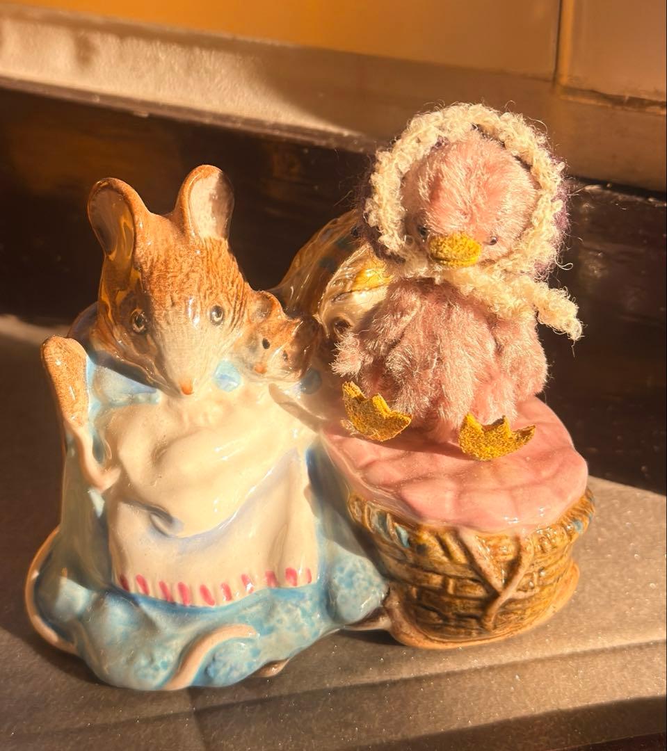 moriのえほん様ボンネットをかぶったアヒル　ミニチュアぬいぐるみ 4.5cm