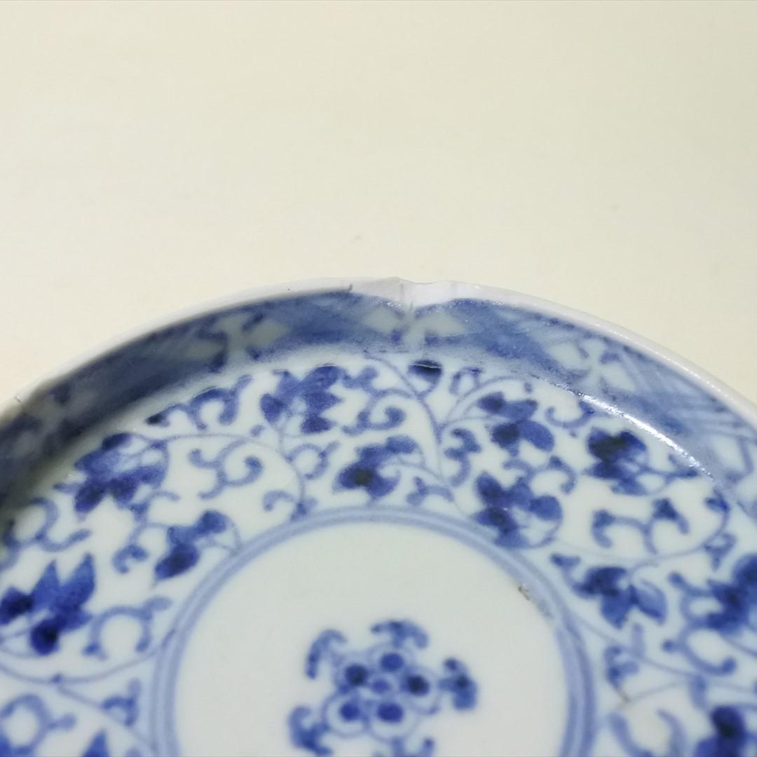 江戸中期～後期　古伊万里　染付　みじん唐草　小皿　６枚　骨董品　アンティーク　k