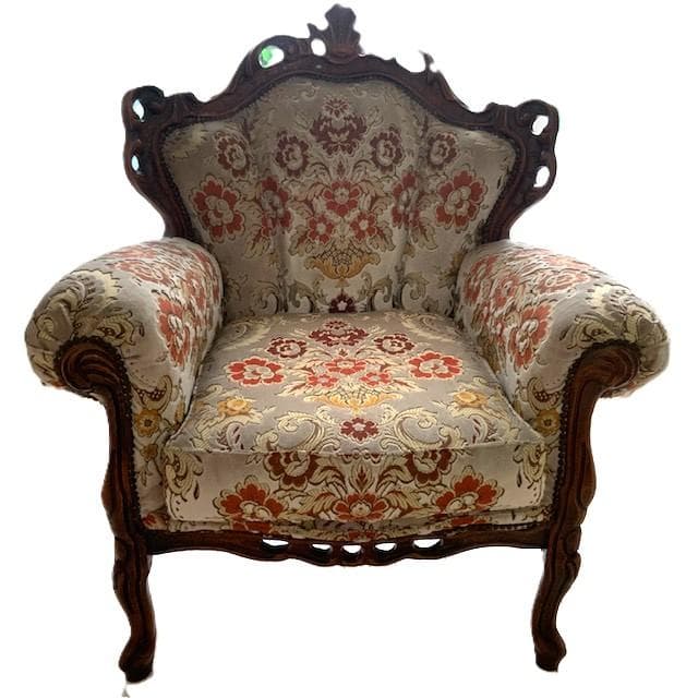 イタリア製　金華山織り　アンティーク 一人掛け ソファ