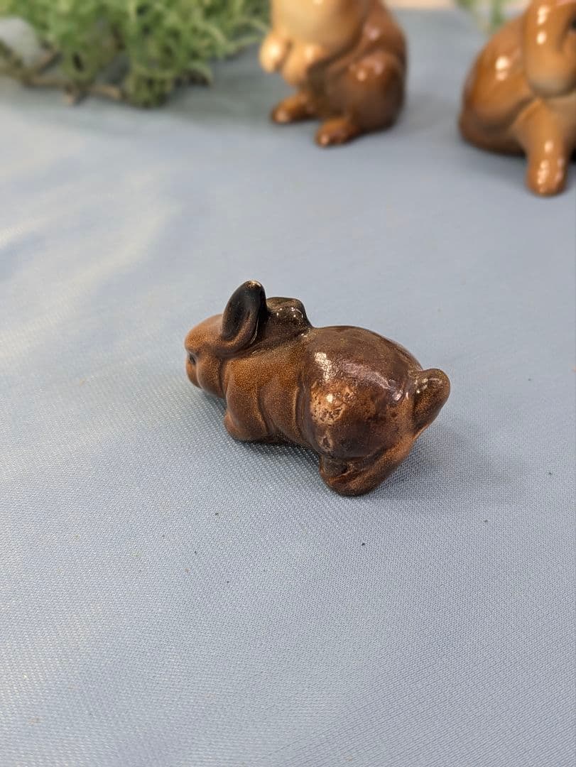 イギリス アンティーク 陶器製 ウサギ 置物 3点セット