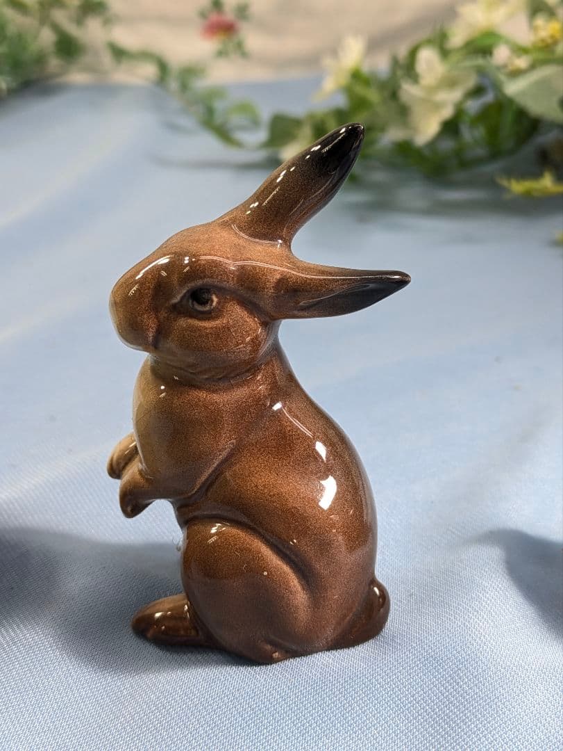 イギリス アンティーク 陶器製 ウサギ 置物 3点セット