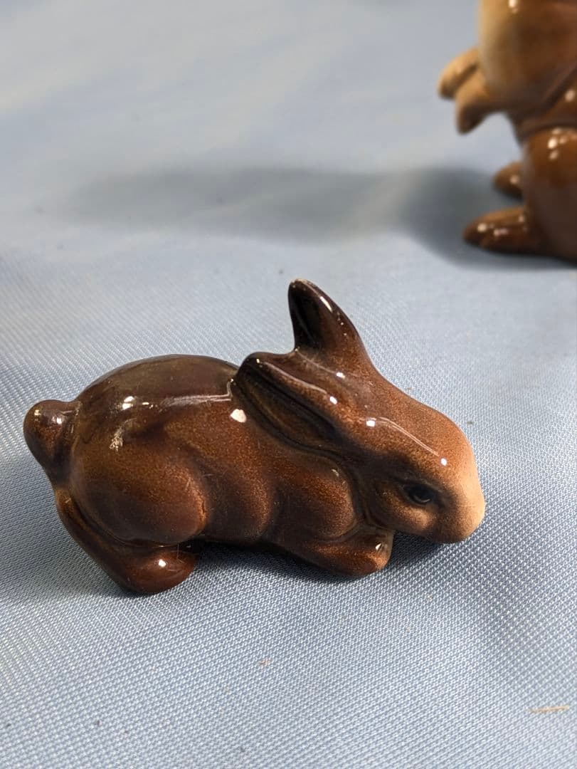 イギリス アンティーク 陶器製 ウサギ 置物 3点セット