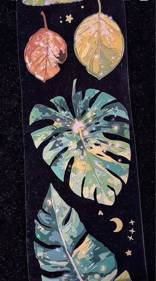 【9458】海外　マステ　3/5/巻　貝殻光マスキングテープ葉っぱ　植物　装飾系