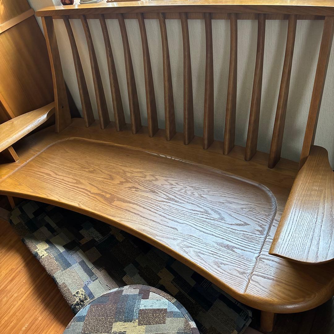 最終値下げ☀︎木製モダン二人掛けソファ　引き取り限定　発送は致しません。