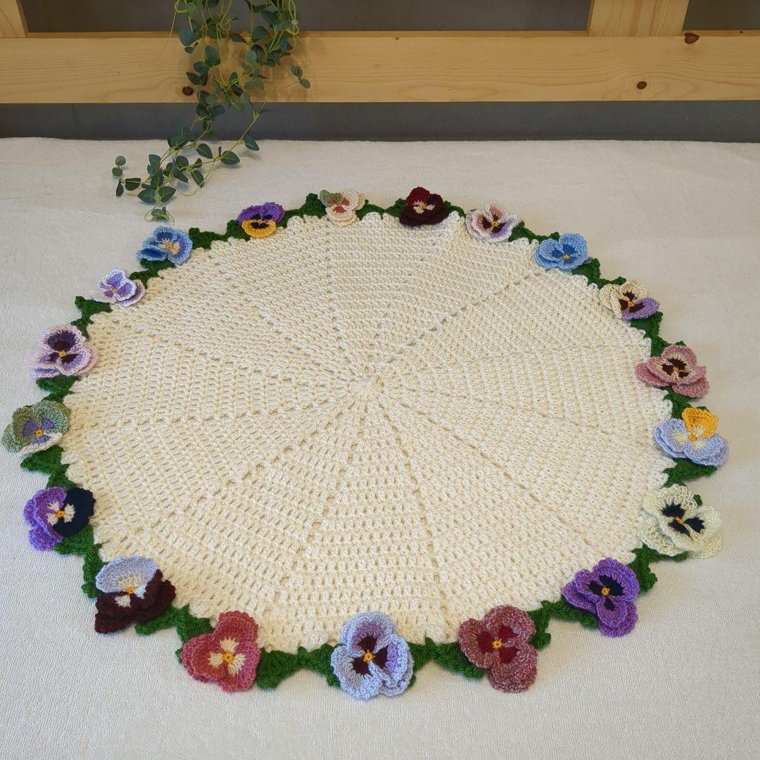 ブーケブランケット 花束 ハンドメイド パンジー リボン