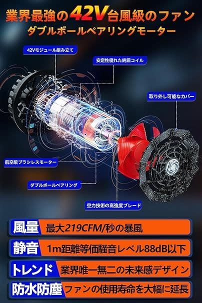 空調服 42v ファン付き 作業ベスト Sサイズ バッテリー PSE認証済