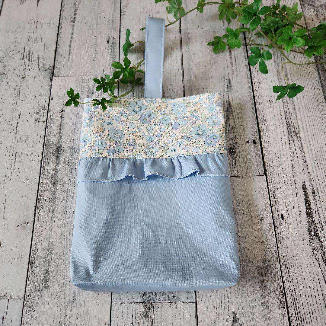 kona様オーダー★リバティフリルのレッスンバック4点セット　ブルー