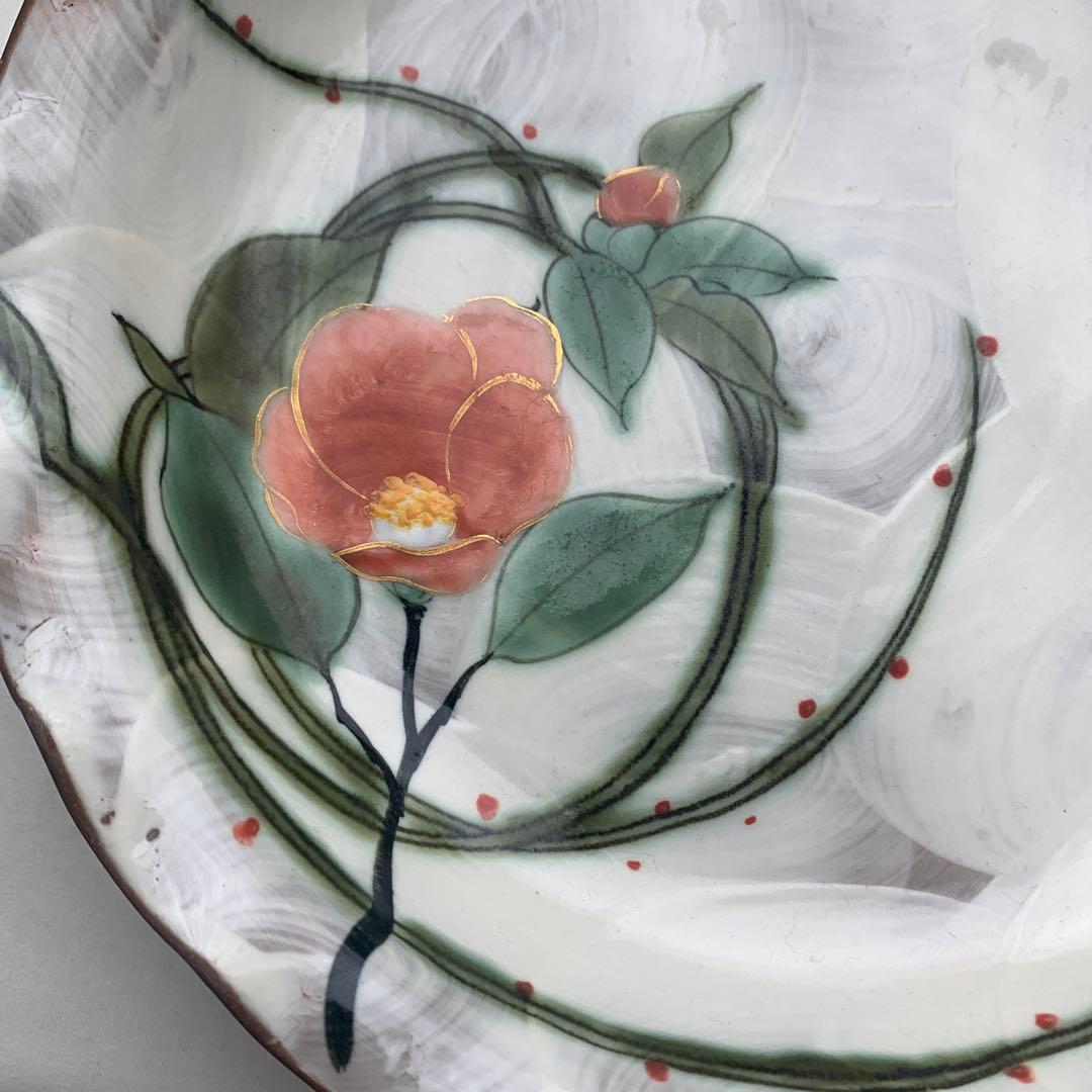 ◉本日限定◉京焼　清水焼　土渕陶あん　陶葊　ツバキ　椿皿　深皿　２つ