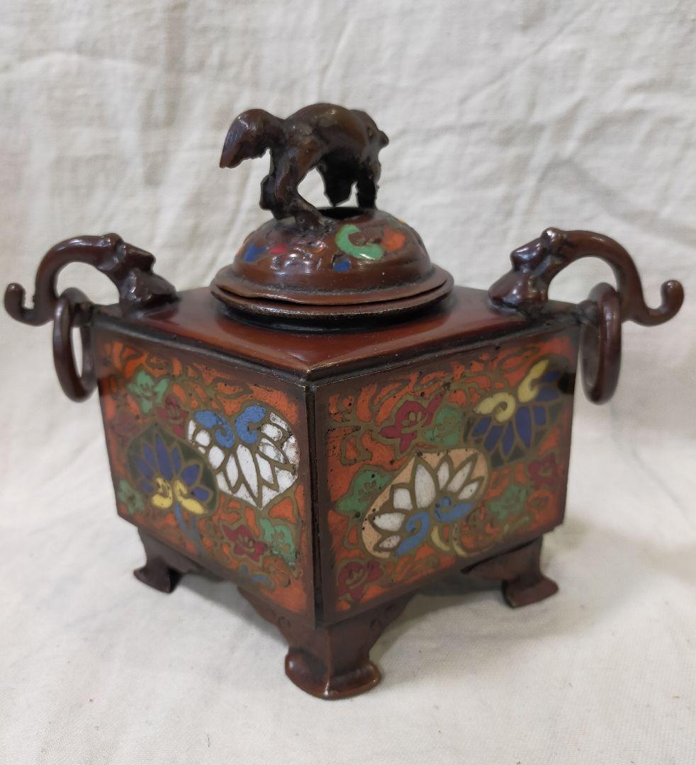 骨董品　銅製　七宝香炉　時代物　良い出来です