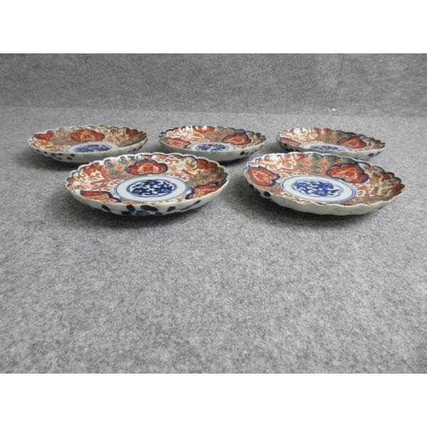 伊万里金襴手染錦菊皿5枚 [B28318]