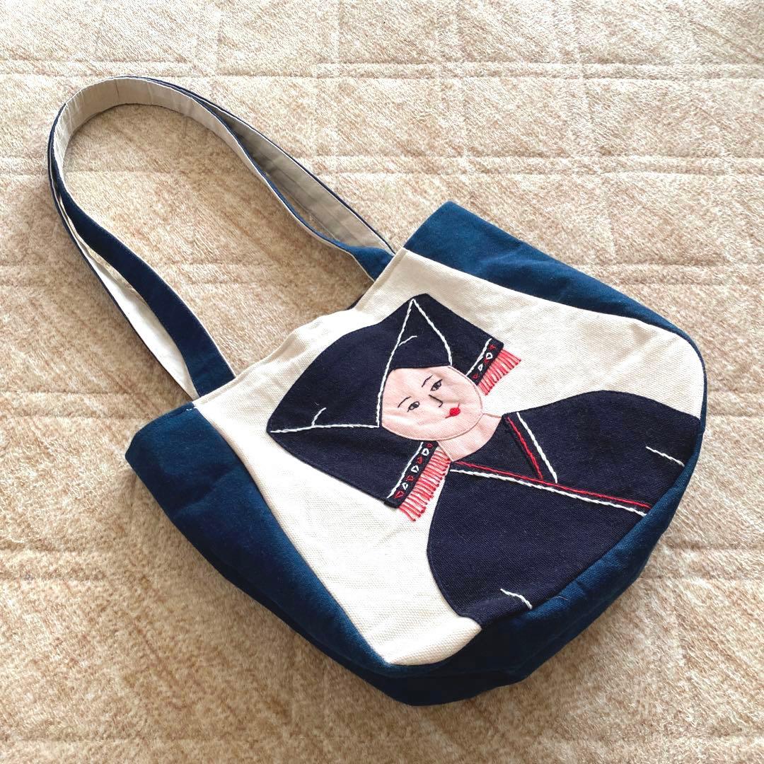 【ベトナム】トートバッグ 民族衣装 少数民族 インディゴ 刺繍 ハンドメイド