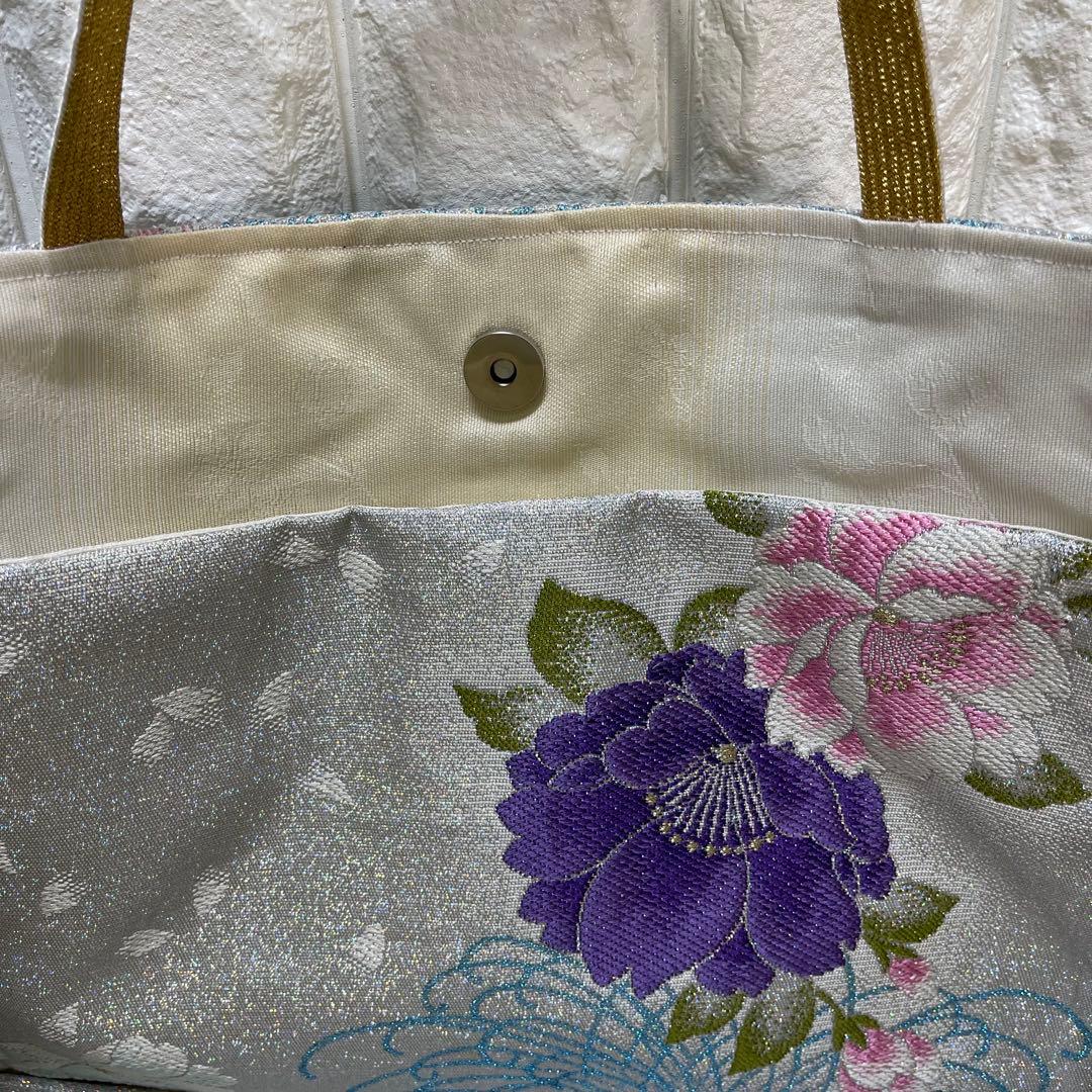 ❷帯リメイクバッグ高級 正絹袋帯︎︎✦︎乱菊︎︎✦︎花✿大size(Dカン・底板付き)